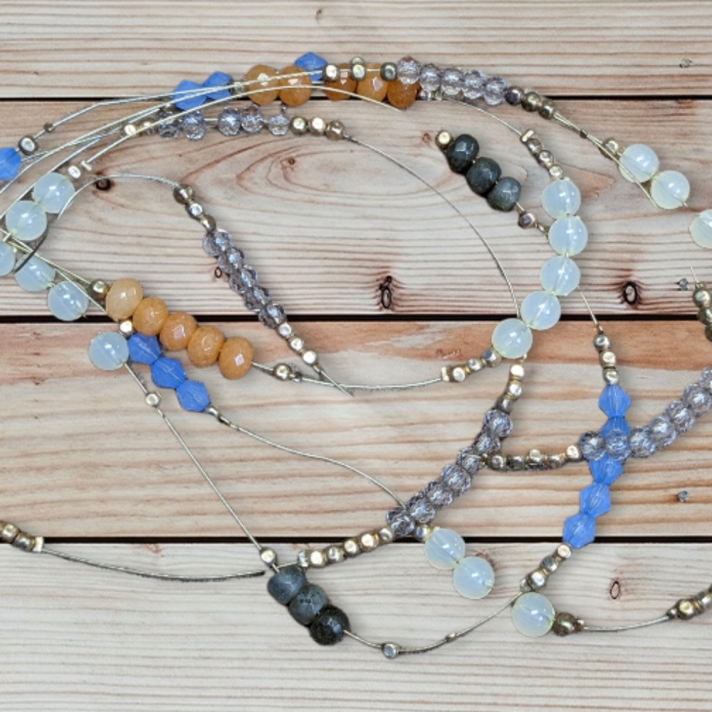 #19 Chico's multi-strand multi-layered beaded necklace in beach tones